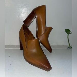 Vince Camuto Wevenly Brown Leather Block Heels